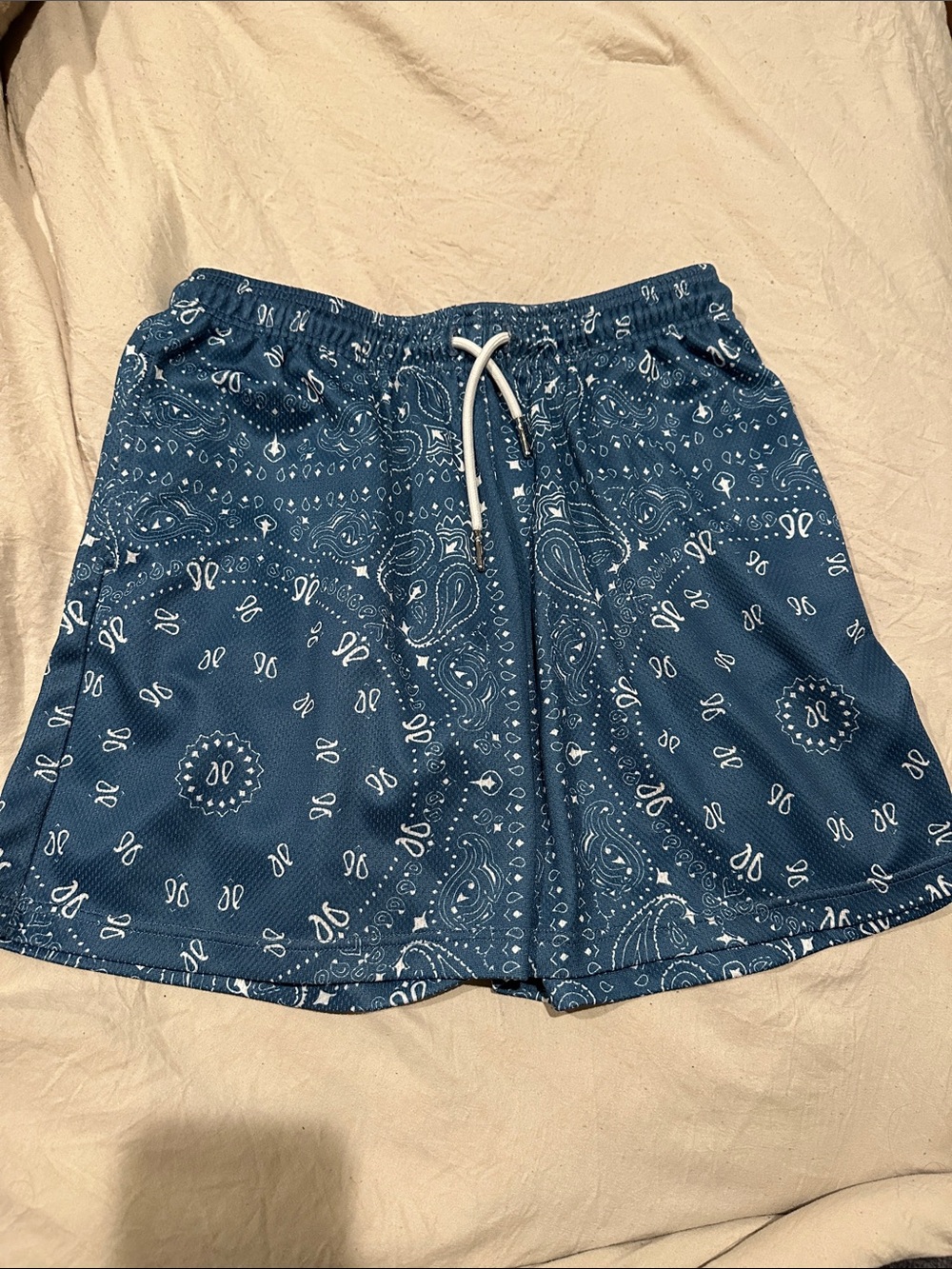 Drip Blue Bandana Print Drawstring Shorts